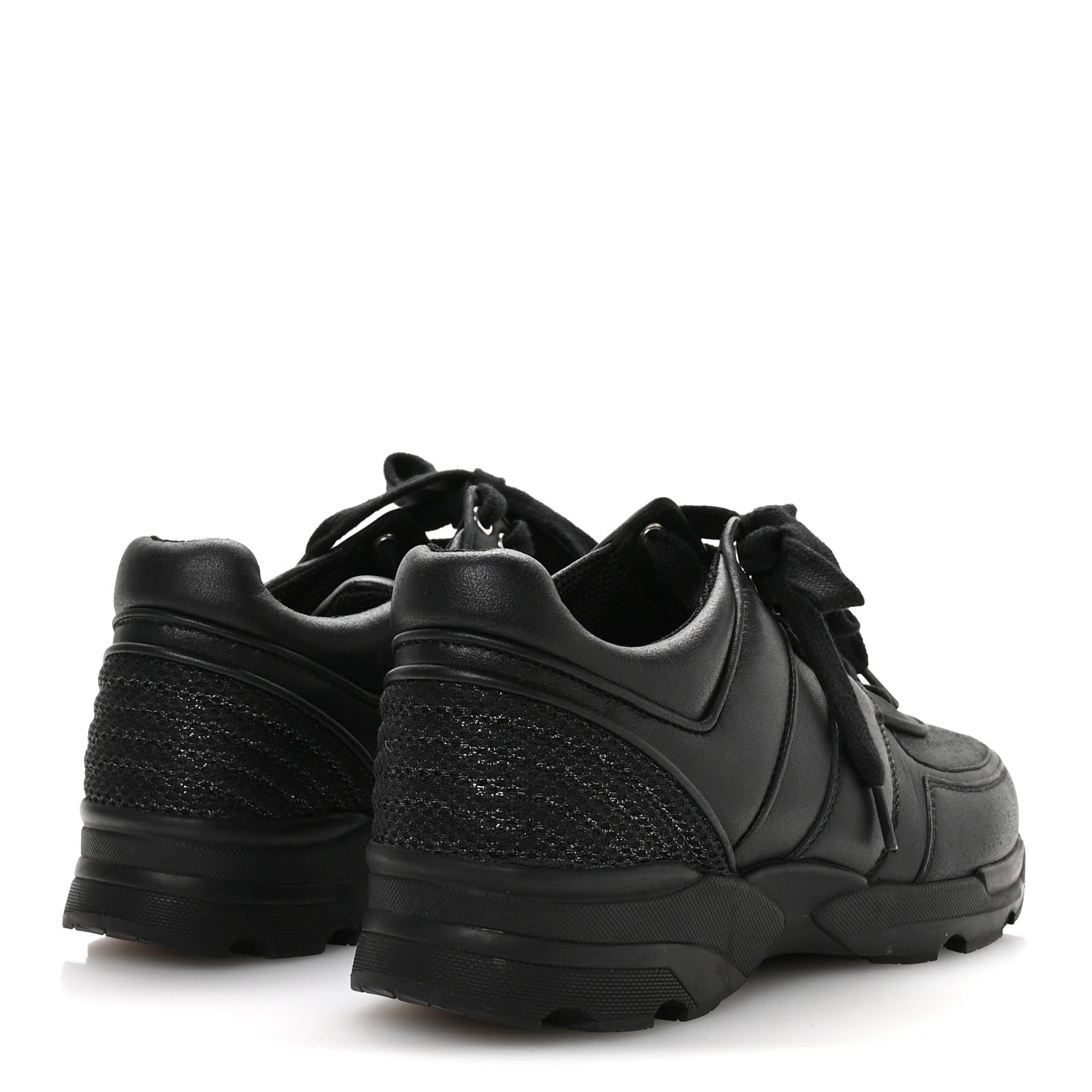Chanel Calfskin Tweed Womens Sneakers 37 Black 5 of 8
