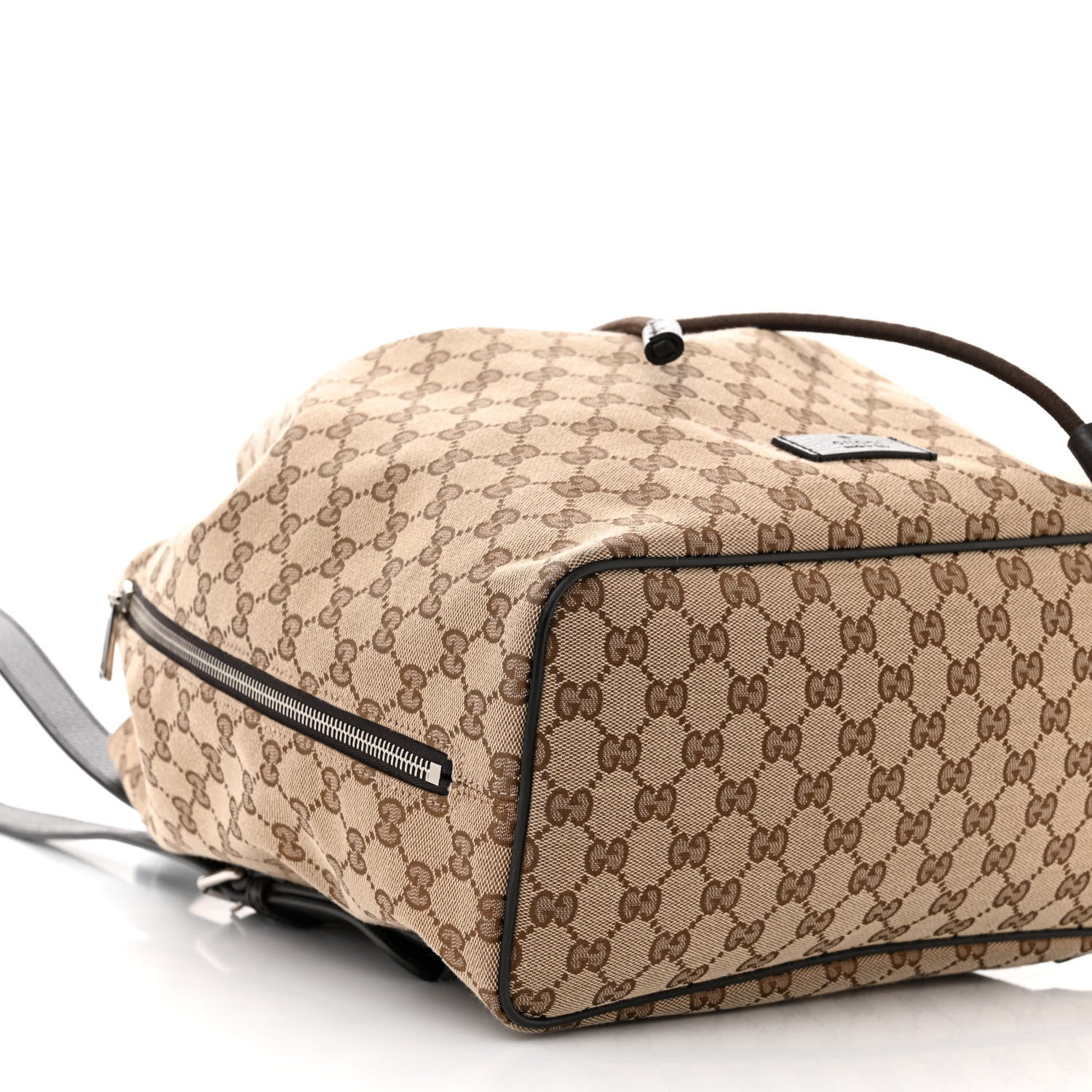 Gucci Monogram Dollar Calfskin O Drawstring Backpack Beige Ebony Testa di Moro Dark Chocolate 9 of 10