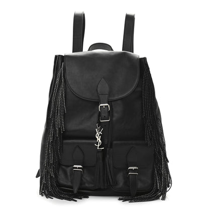 Saint Laurent Calfskin Studded Fringe Festival Backpack Black 1 of 13