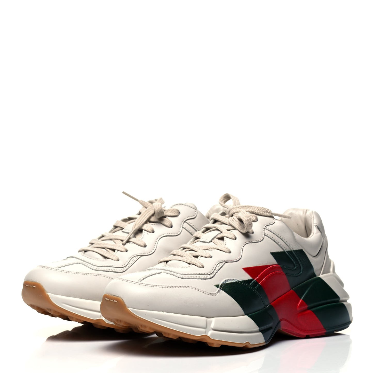 Calfskin Web Printed Mens Rhyton Sneakers 9 Mystic White