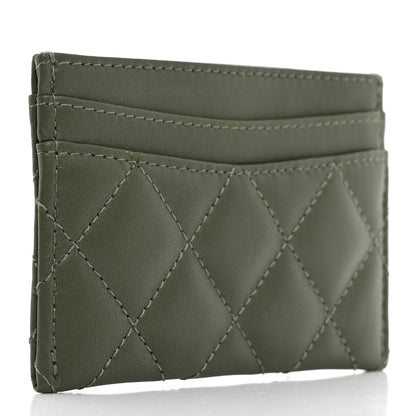 Chanel Lambskin Quilted Card Holder Khaki 3 of 9