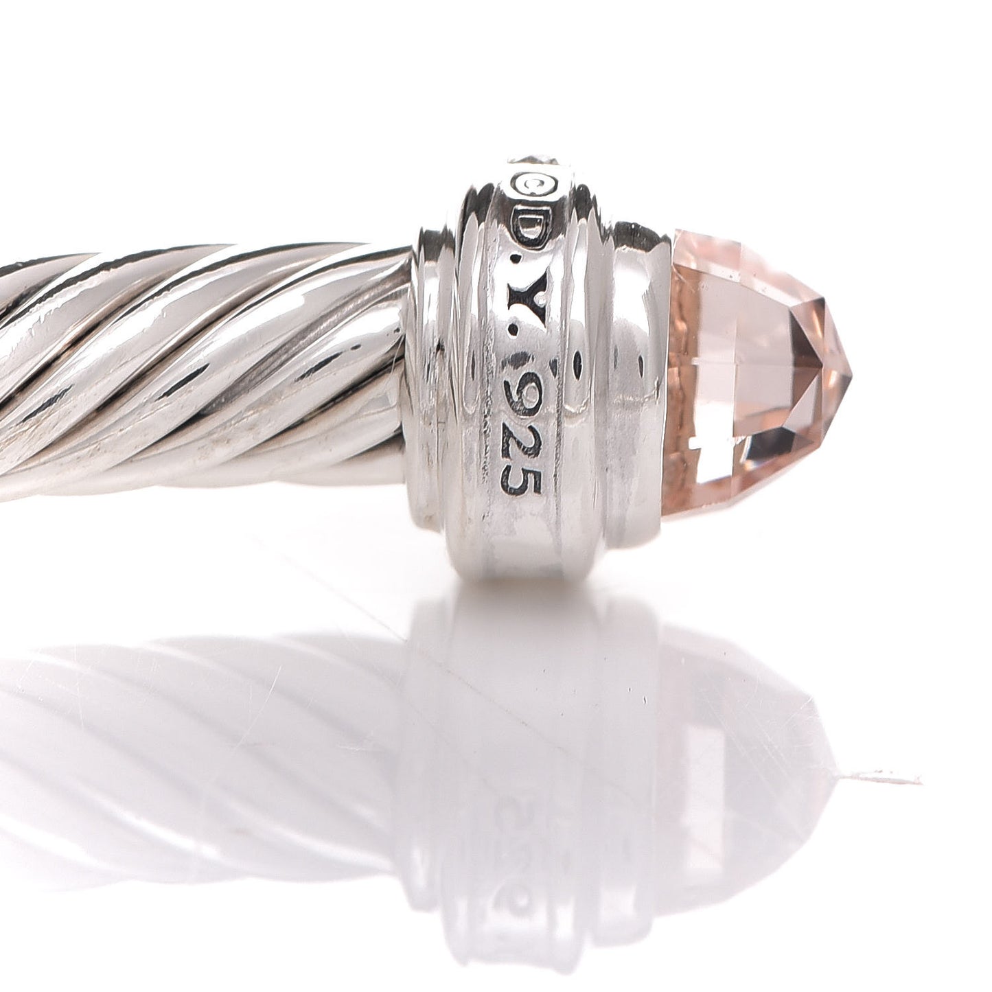 Sterling Silver Diamond Morganite 5mm Cable Classics Bracelet