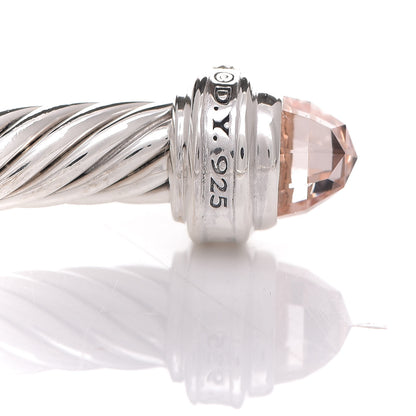 David Yurman Sterling Silver Diamond Morganite 5mm Cable Classics Bracelet 6 of 6