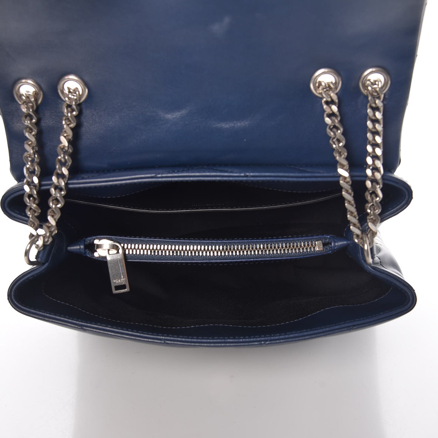 Calfskin Y Quilted Monogram Small Loulou Chain Satchel Denim Blue