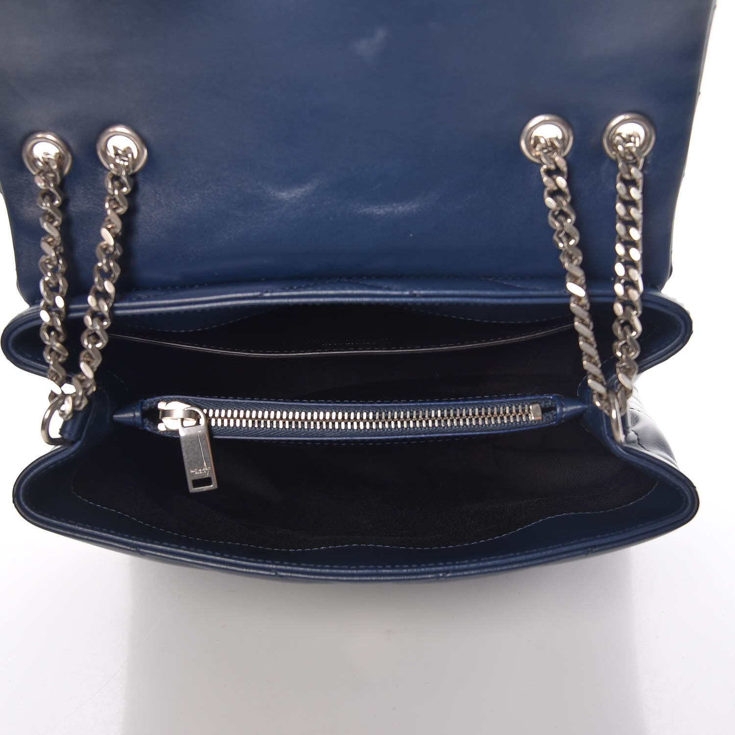 Saint Laurent Calfskin Y Quilted Monogram Small Loulou Chain Satchel Denim Blue 5 of 7