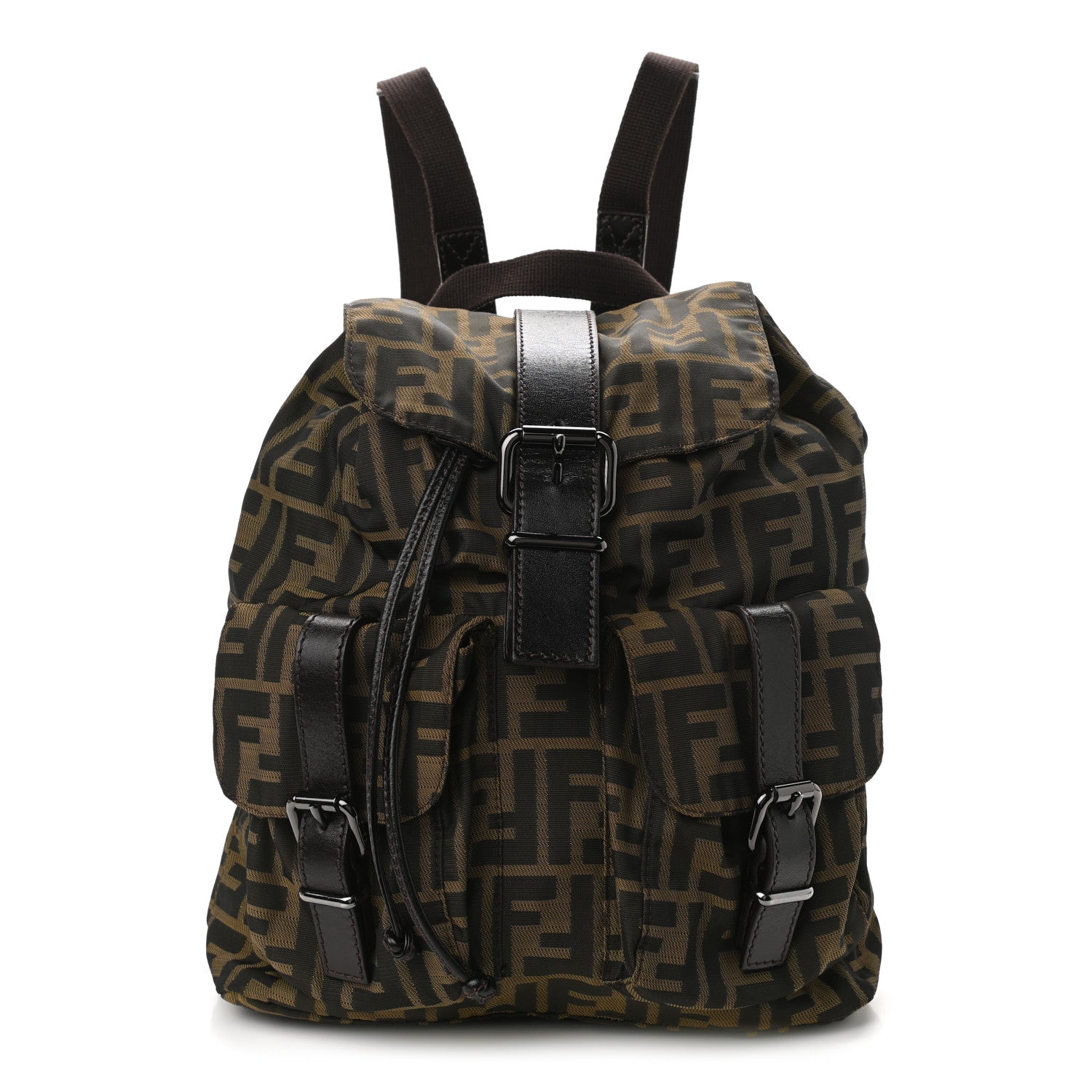 Fendi Zucca Drawstring Flap Backpack Tobacco 1 of 9