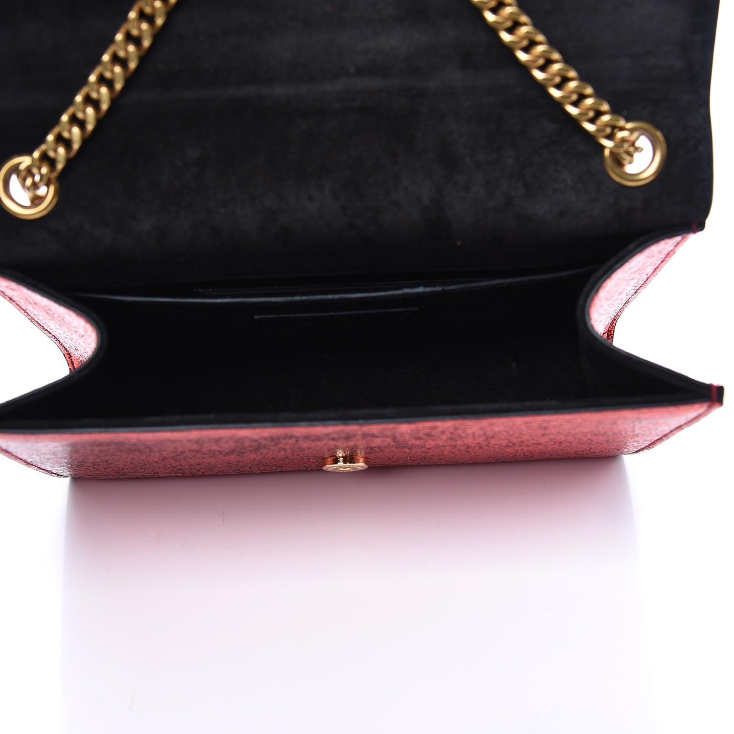 Saint Laurent Metallic Calfskin Small Classic Monogram Kate Satchel Red 5 of 9