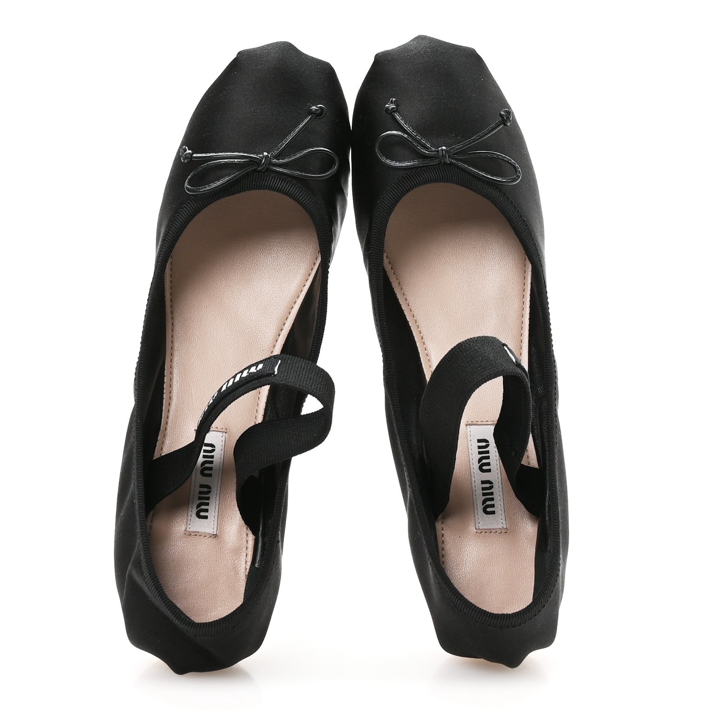 Satin Ballerina Flats 37 Black