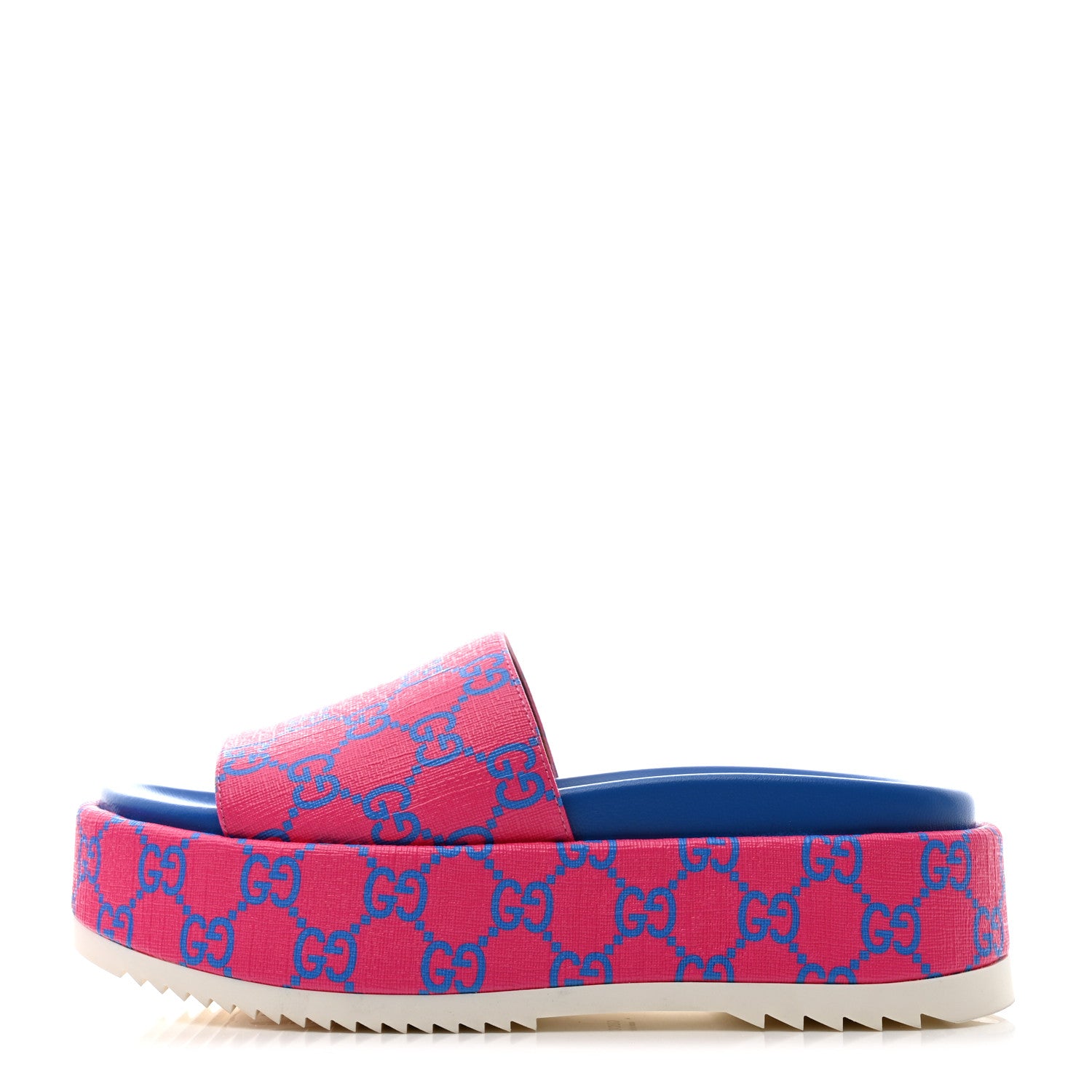 Gucci GG Supreme Joy Monogram Angelina Platform Slide Sandals 35.5 Fuxia Blue 1 of 9