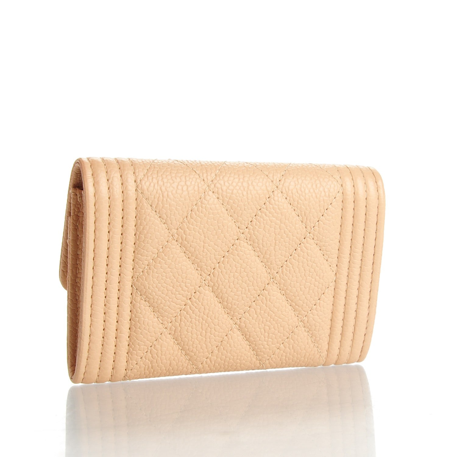 Chanel Caviar Quilted Boy Card Holder Wallet Beige Clair 2 of 7
