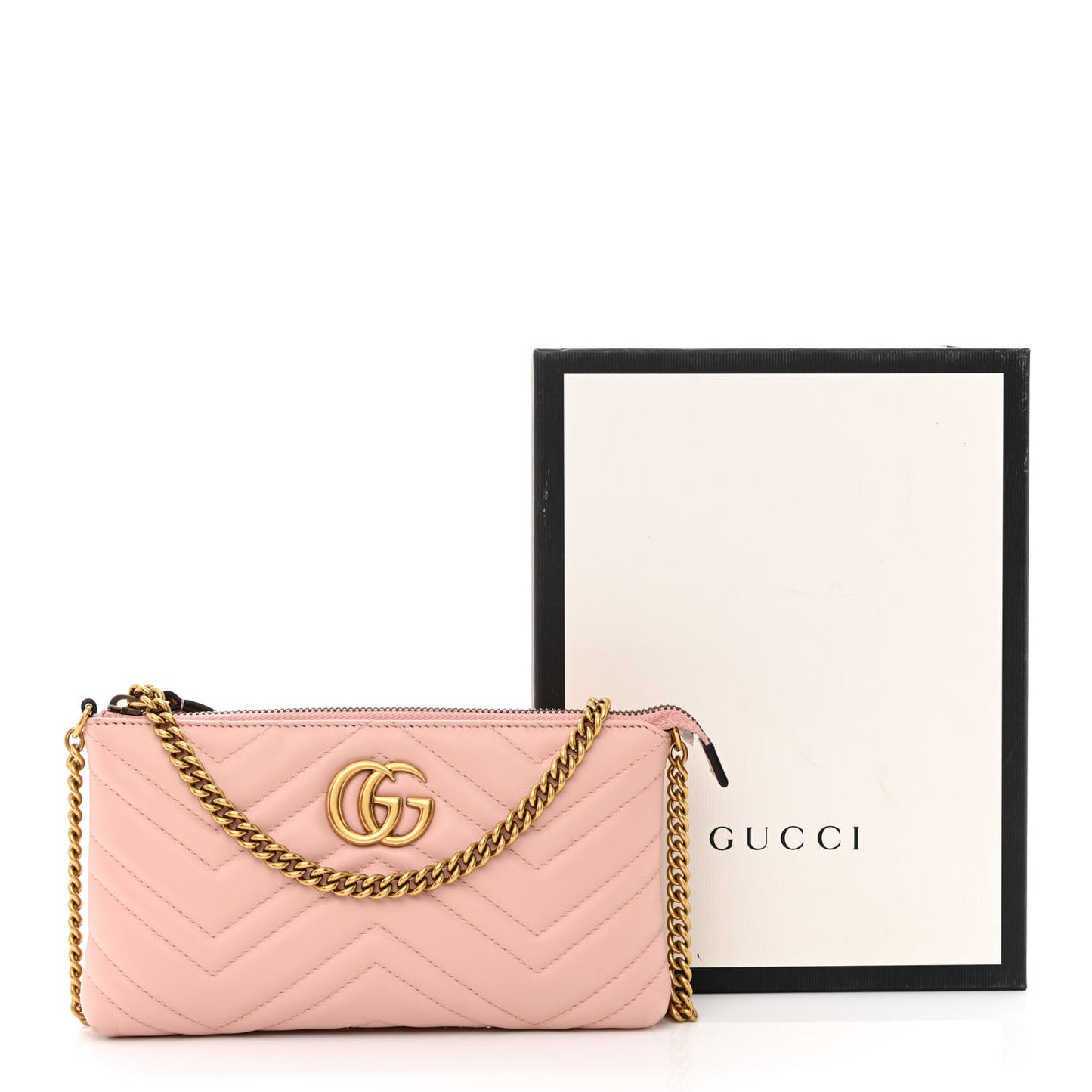 Calfskin Matelasse Mini GG Marmont Chain Bag Perfect Pink