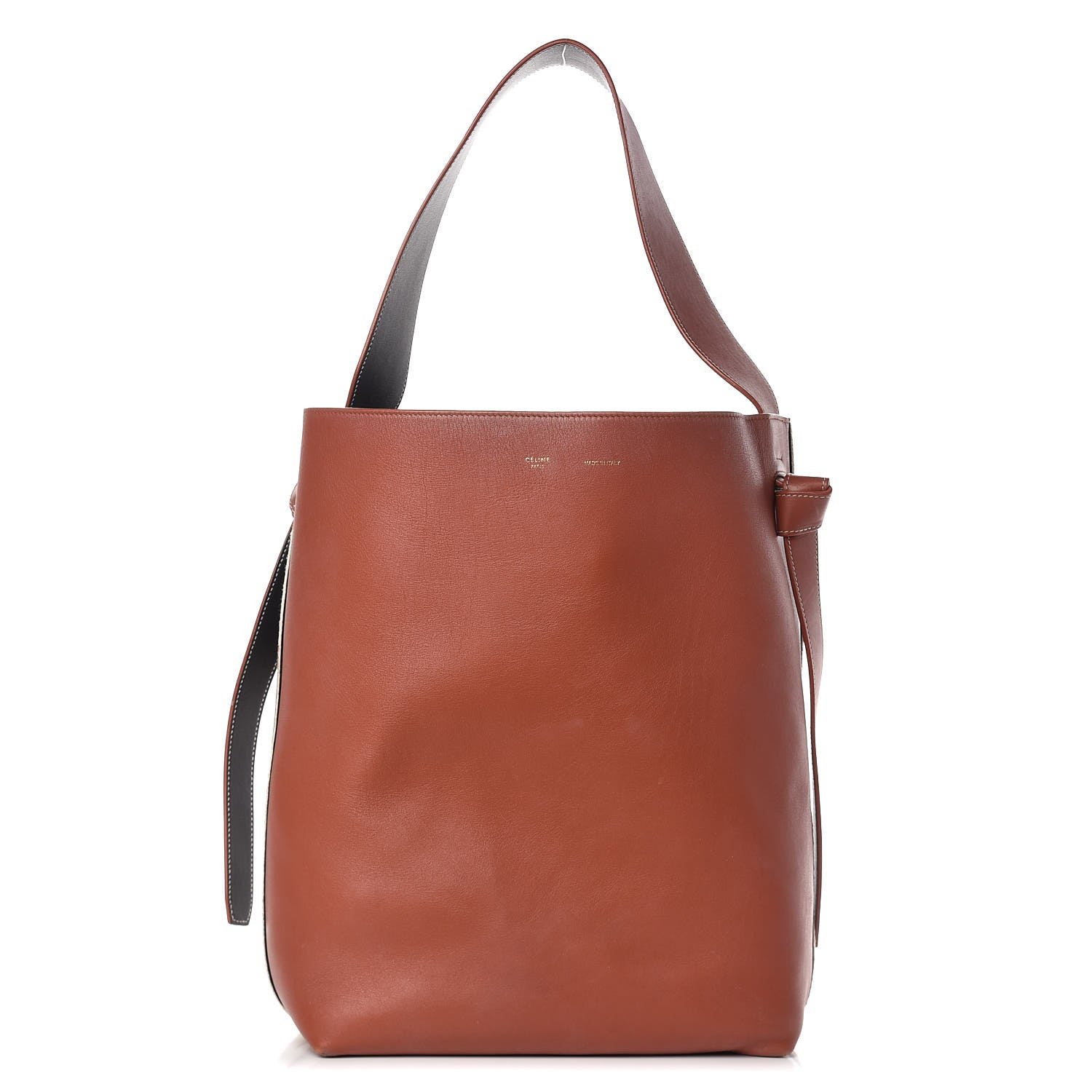 Celine Shiny Smooth Calfskin Zebra Printed Calf Hair Small Twisted Cabas Chalk Brick 1 of 12