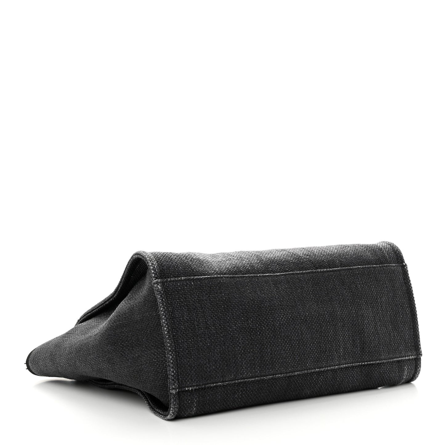 Woven Straw Raffia Medium Deauville Tote Black