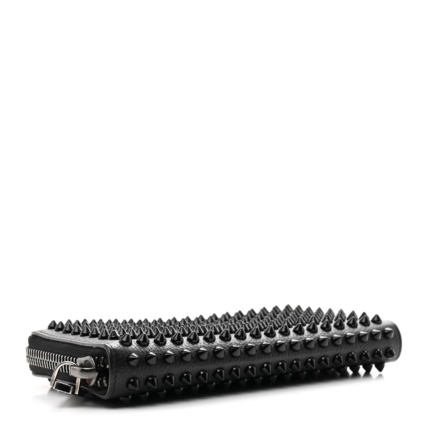 Calfskin Empire Panettone Spiked Zip Around Wallet Black