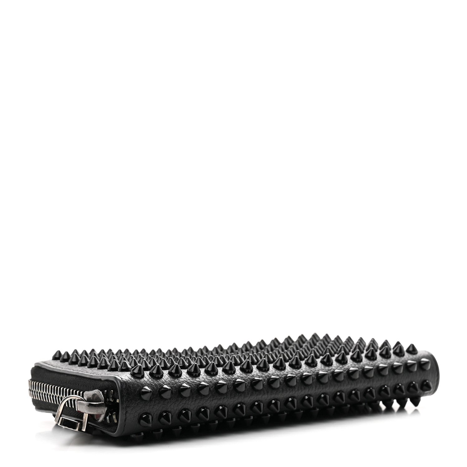 Christian Louboutin Calfskin Empire Panettone Spiked Zip Around Wallet Black 4 of 7