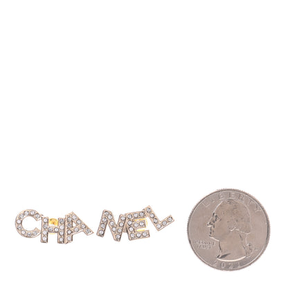 Chanel Crystal Pearl Signature Stud Earrings Gold 2 of 4