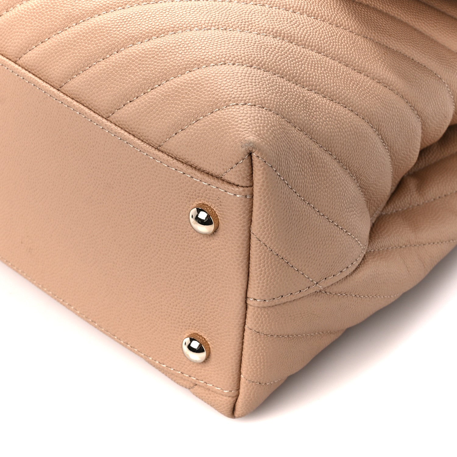 Chanel Caviar Chevron Quilted Medium Coco Handle Flap Beige 11 of 11
