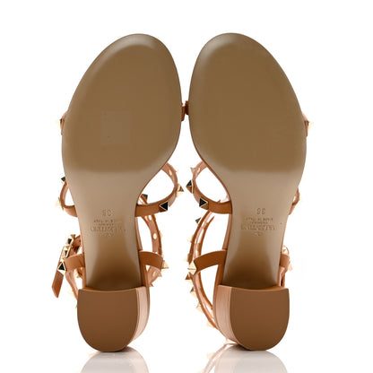 Valentino Garavani Calfskin Rockstud 60mm City Sandals 36 Tan 5 of 10