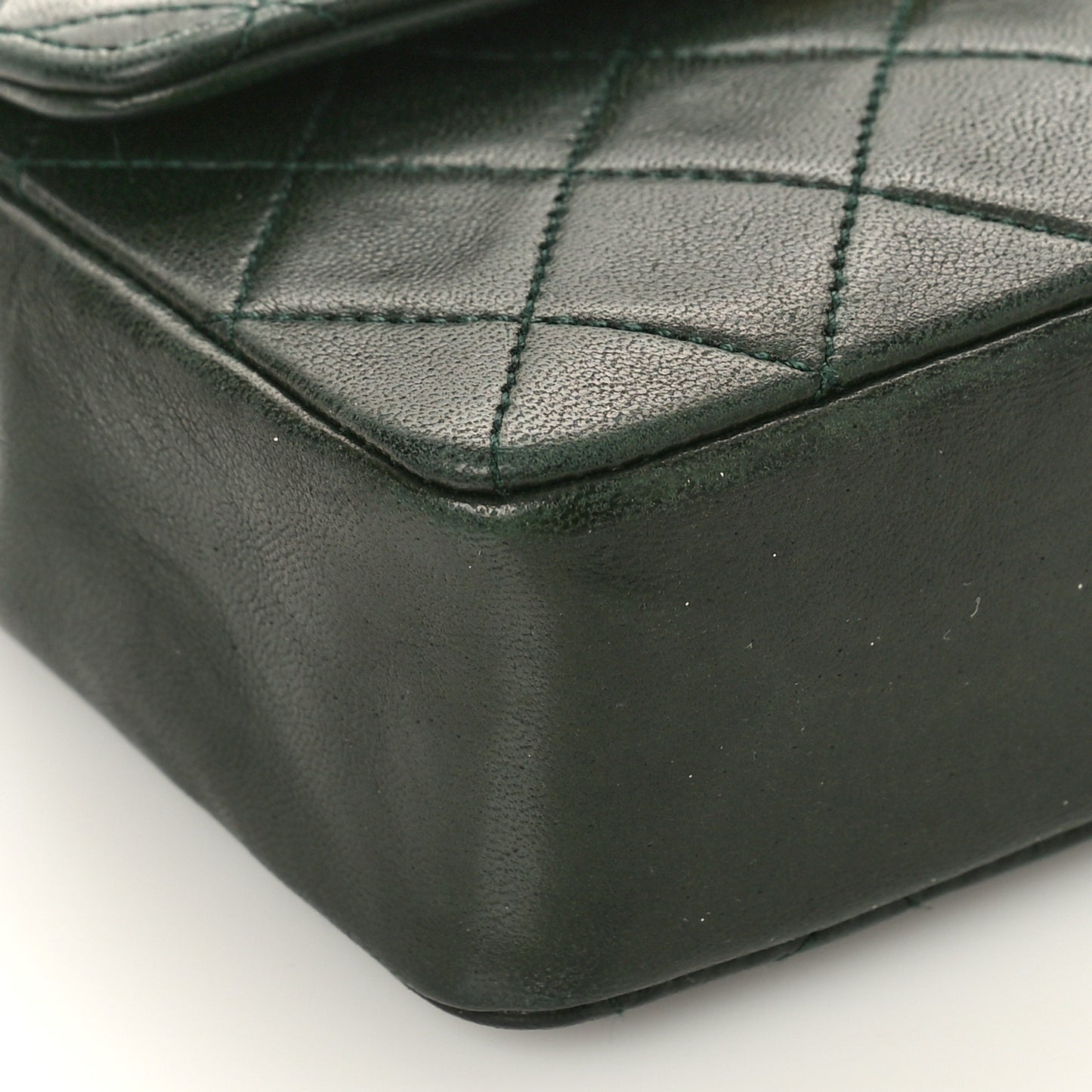 Lambskin Quilted Extra Mini Square Flap Green