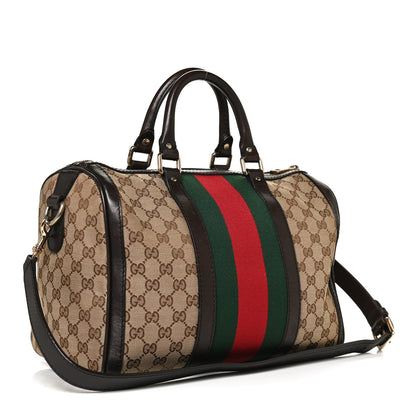 Gucci Monogram Vintage Web Medium Boston Dark Brown 3 of 16