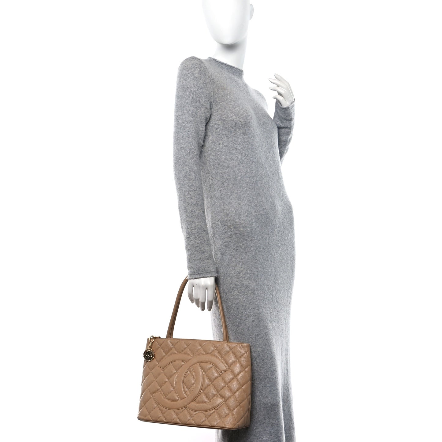 Caviar Quilted Medallion Tote Beige