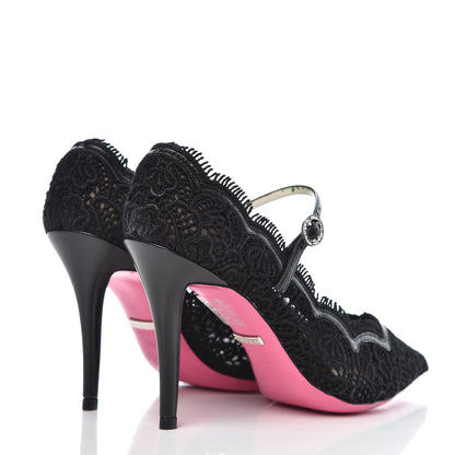 Gucci Lace Pizzo Venice Pumps 36.5 Black 4 of 9