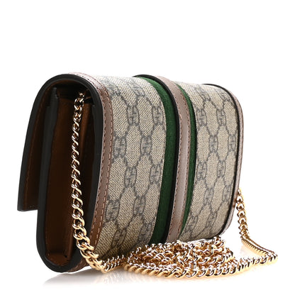 Gucci GG Supreme Monogram Azalea Calfskin Web Jackie 1961 Chain Wallet Beige Ebony Brown Sugar 3 of 11