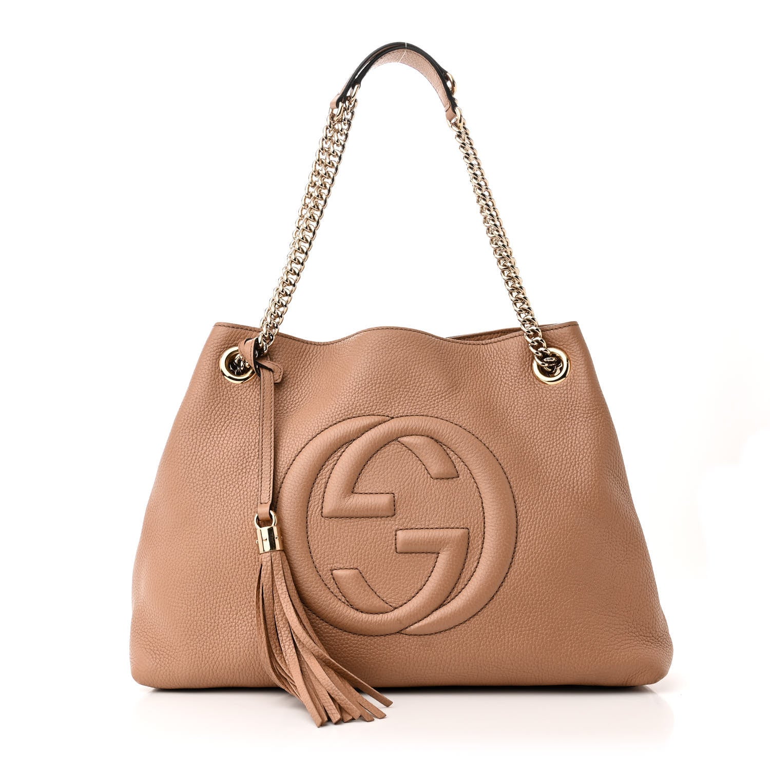 Gucci Pebbled Calfskin Medium Soho Chain Shoulder Bag Camelia 1 of 11