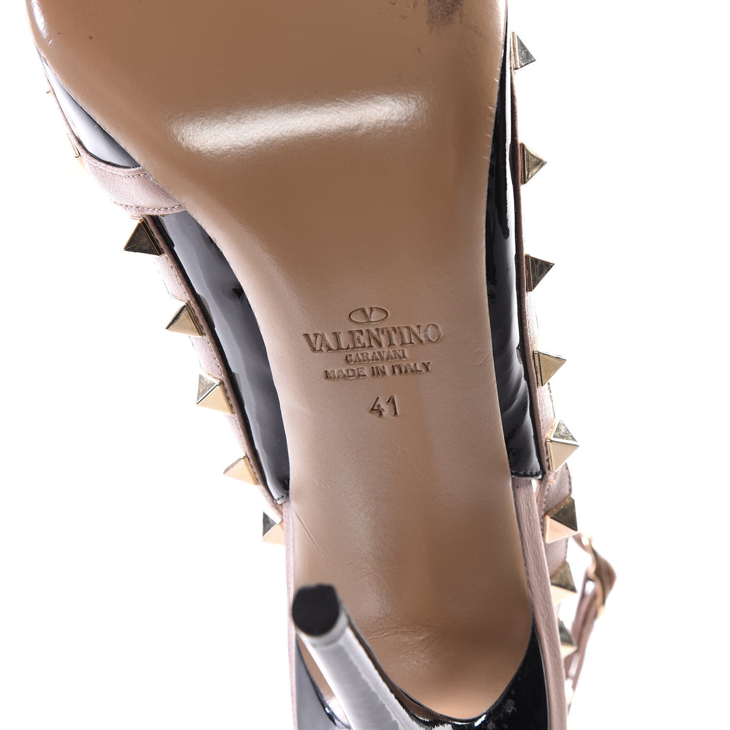 Patent Nappa Rockstud Ankle Strap 100mm Pumps 41 Black Poudre