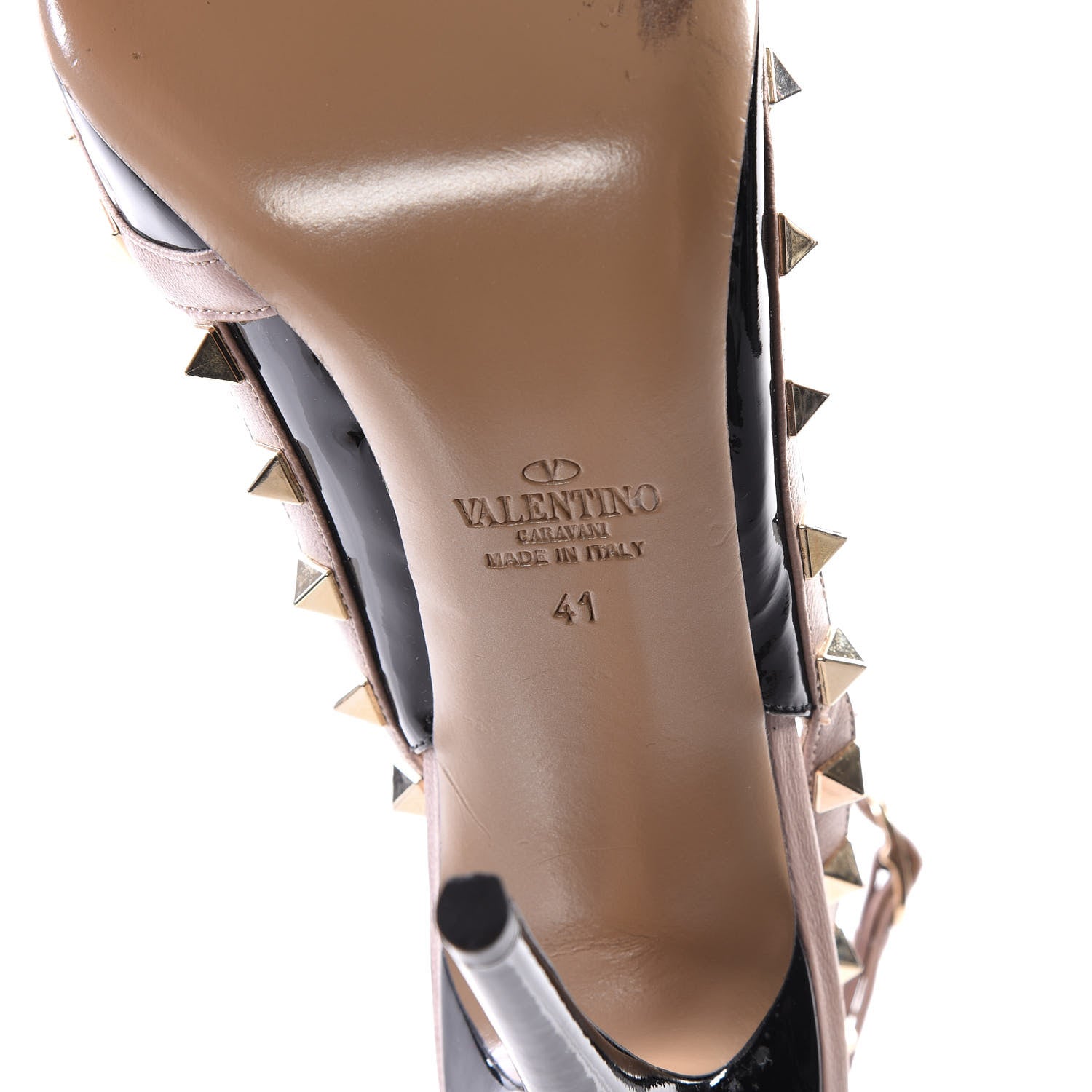 Valentino Garavani Patent Nappa Rockstud Ankle Strap 100mm Pumps 41 Black Poudre 6 of 9