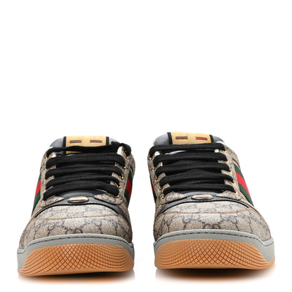 Gucci GG Supereme Monogram Miro Soft Calfskin Web Mens Screener Sneakers 10.5 Beige Ebony Black New Platinum 3 of 9
