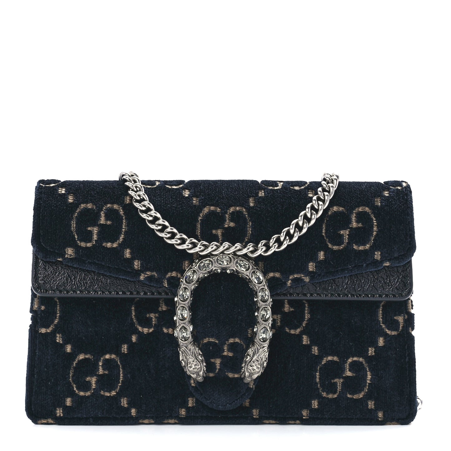 Velvet GG Monogram Super Mini Dionysus Shoulder Bag Blue Beige Black