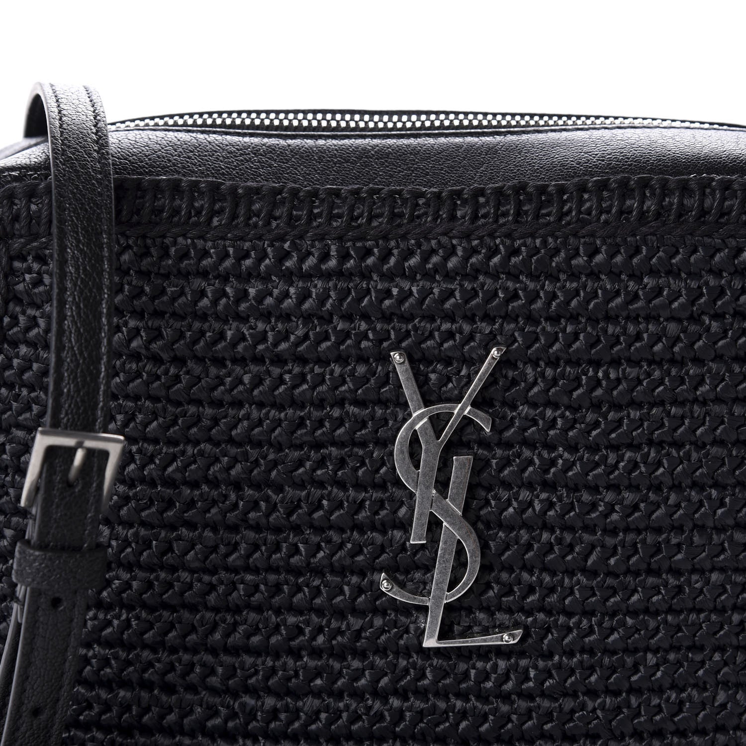 Saint Laurent Raffia Calfskin Monogram Lou Camera Bag Black 10 of 10