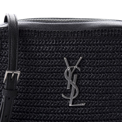 Saint Laurent Raffia Calfskin Monogram Lou Camera Bag Black 10 of 10