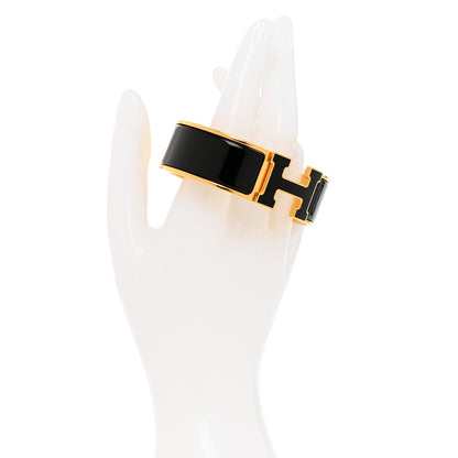 Hermes Enamel Wide Clic Clac H Bracelet GM Black 2 of 5