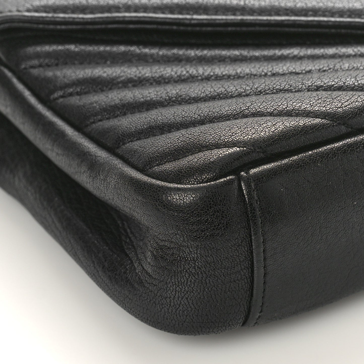 Sheepskin Matelasse Chevron Monogram Medium College Bag Black