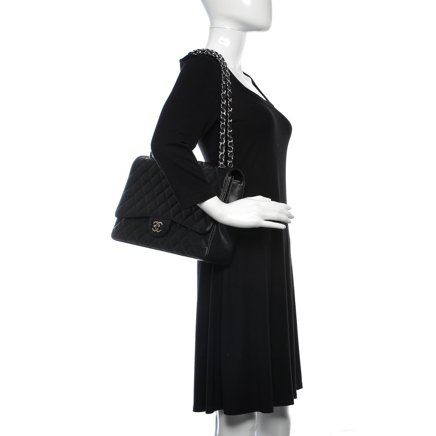 Caviar Quilted Maxi Single Flap Black