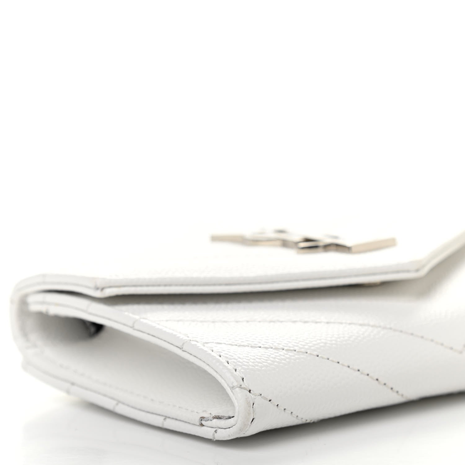 Saint Laurent Grain De Poudre Matelasse Chevron Small Monogram Envelope Wallet Crema Soft 8 of 11