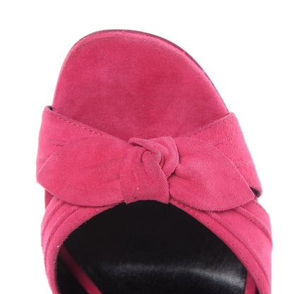 Saint Laurent Suede Bow Bianca 105 Platform Sandals Heels 37.5 Bubblegum 9 of 12
