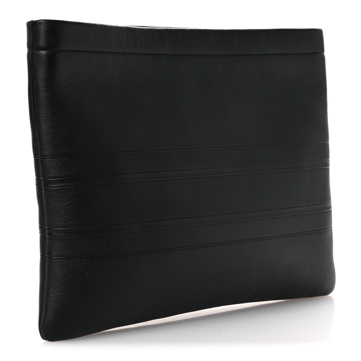 Calfskin Medium Diordouble Zip Pouch Black
