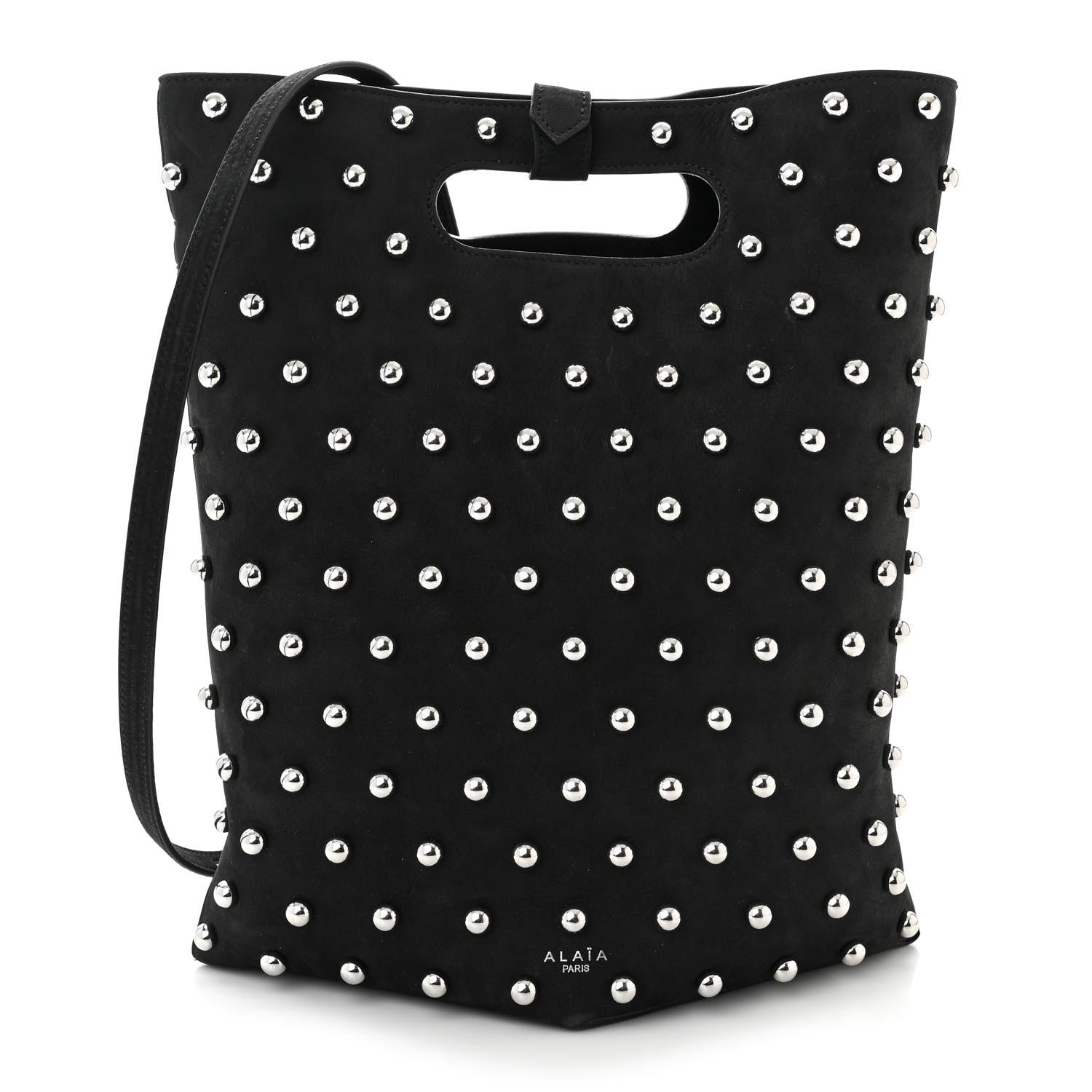 Alaia Nubuck Calfskin Studded Medium Folded Bag Black 1 of 10