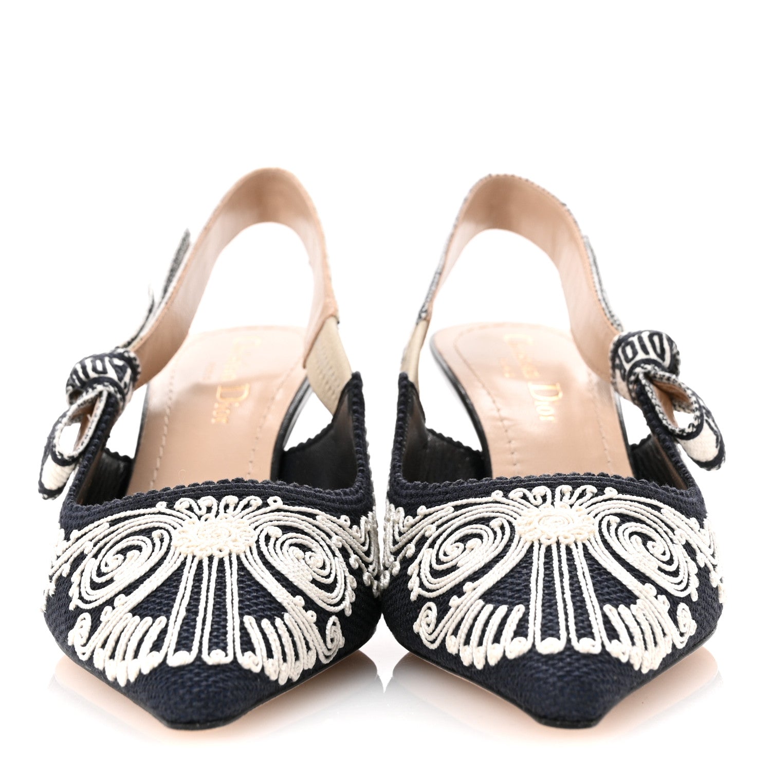 Christian Dior Canvas Embroidered Ornamental Cornely Ribbon J'Adior Slingback 65mm Pumps 36 Deep Blue 3 of 12