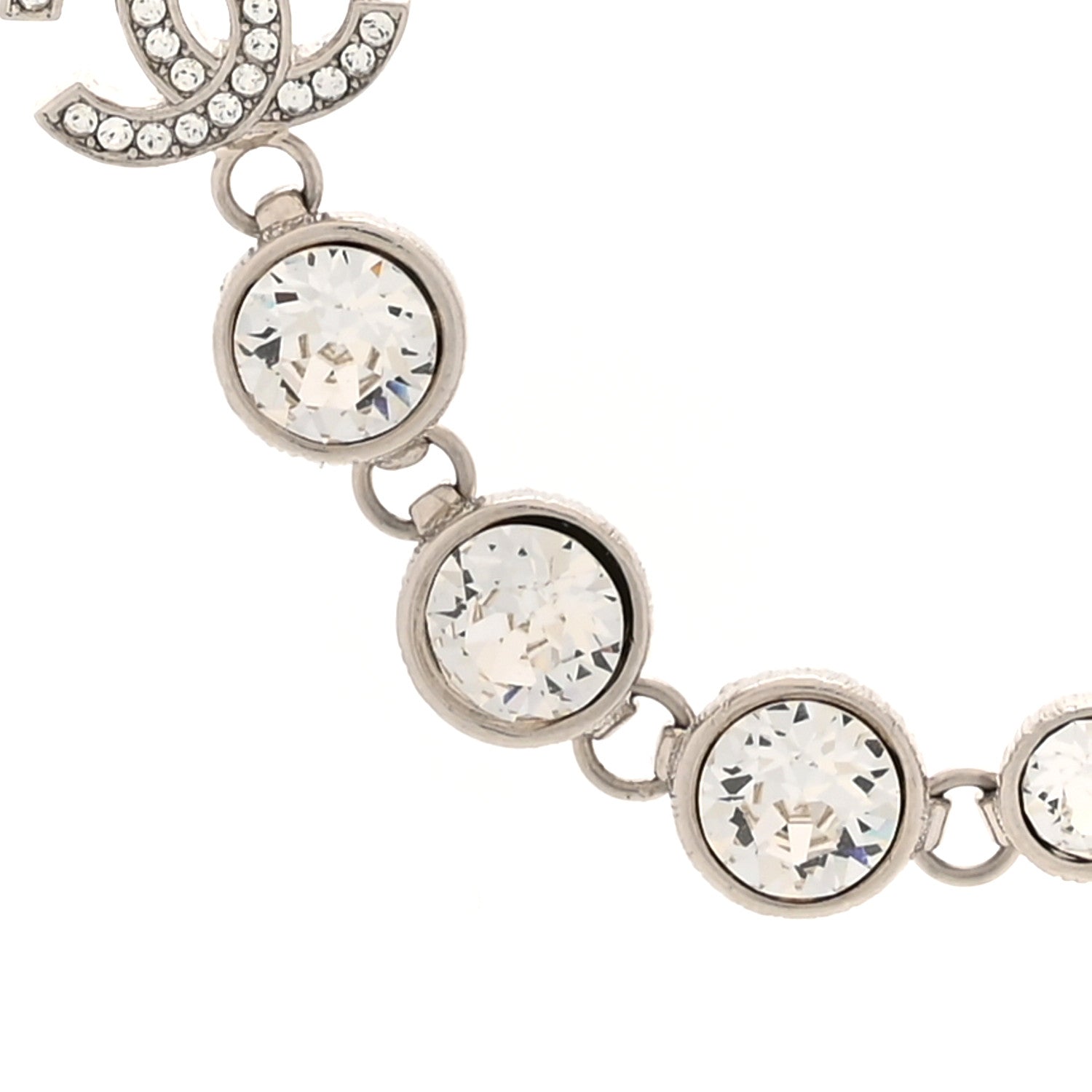 Chanel Pearl Crystal CC Choker Necklace Silver 5 of 5