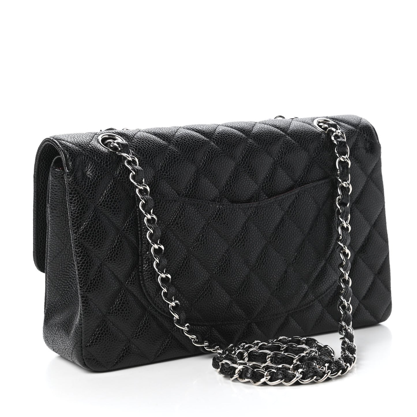 Caviar Quilted Medium Double Flap Black
