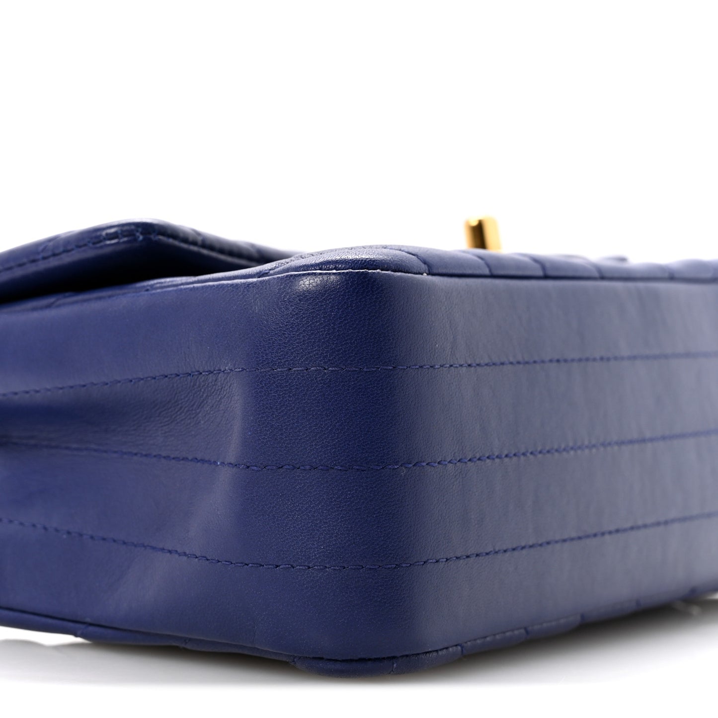 Lambskin Chevron Quilted Mini Rectangular Flap Blue