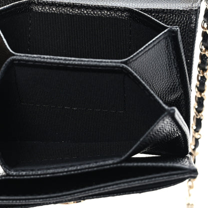 Chanel Caviar Quilted Card Holder With Charms On Chain Black 5 of 10