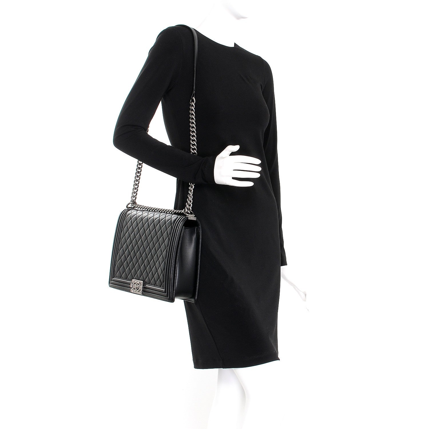 Chanel Lambskin Quilted Large Boy Flap Black 2 of 9