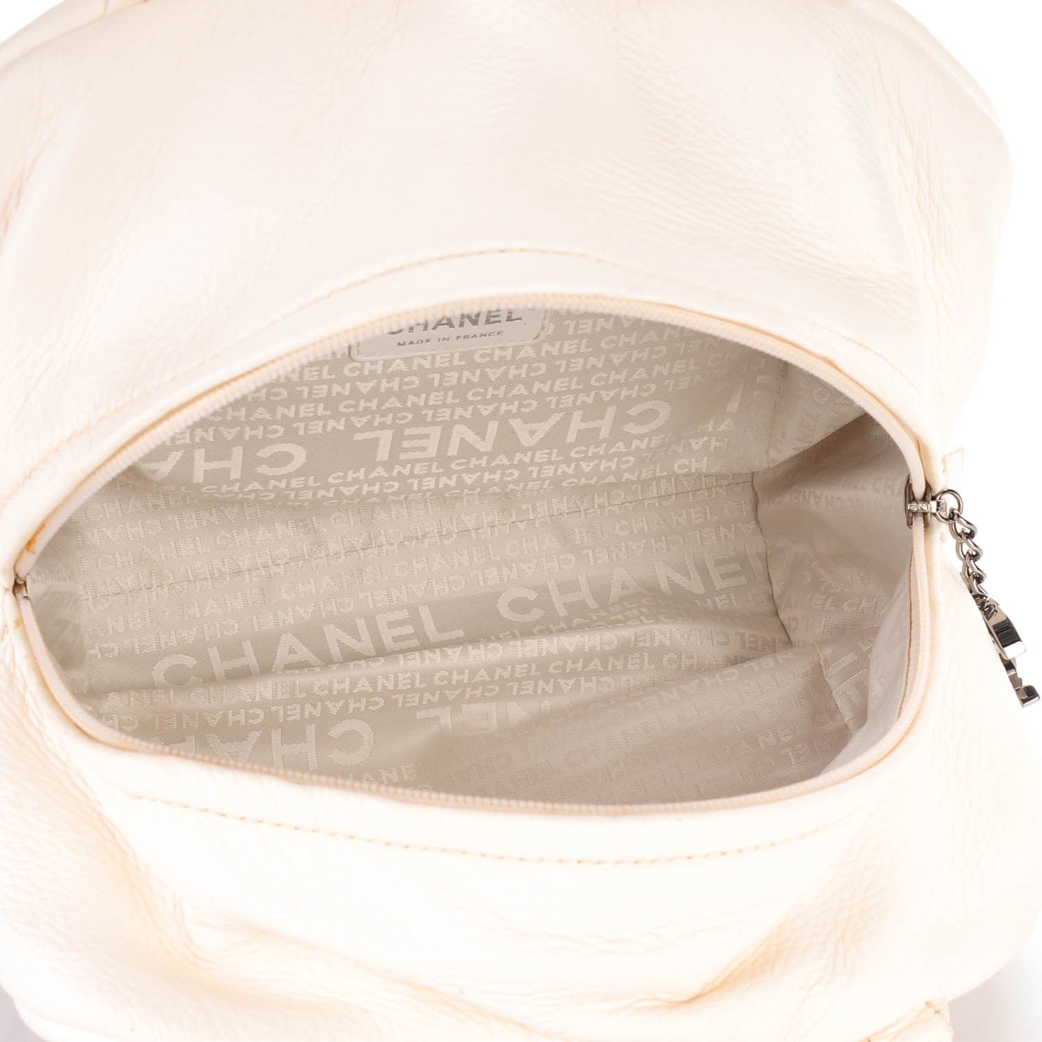 Chanel Calfskin Round Bowling Bag White 5 of 9