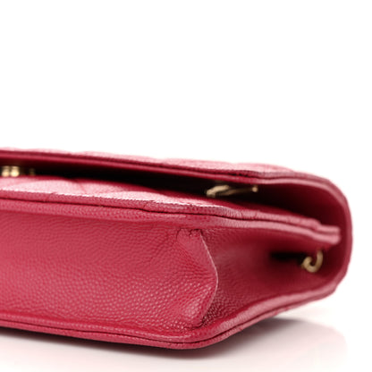 Chanel Caviar Quilted Wallet on Chain WOC Dark Pink 11 of 12