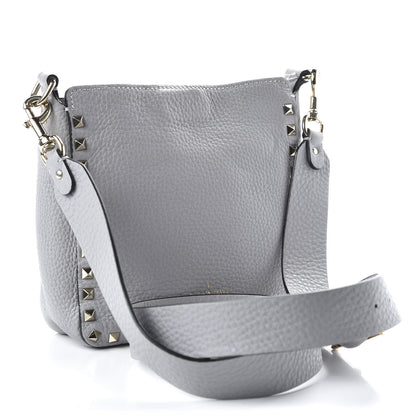 Valentino Garavani Pebbled Calfskin Mini Rockstud Flip-Lock Messenger Bag Pastel Grey 2 of 10